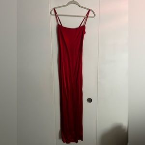 Red silk reformation dress